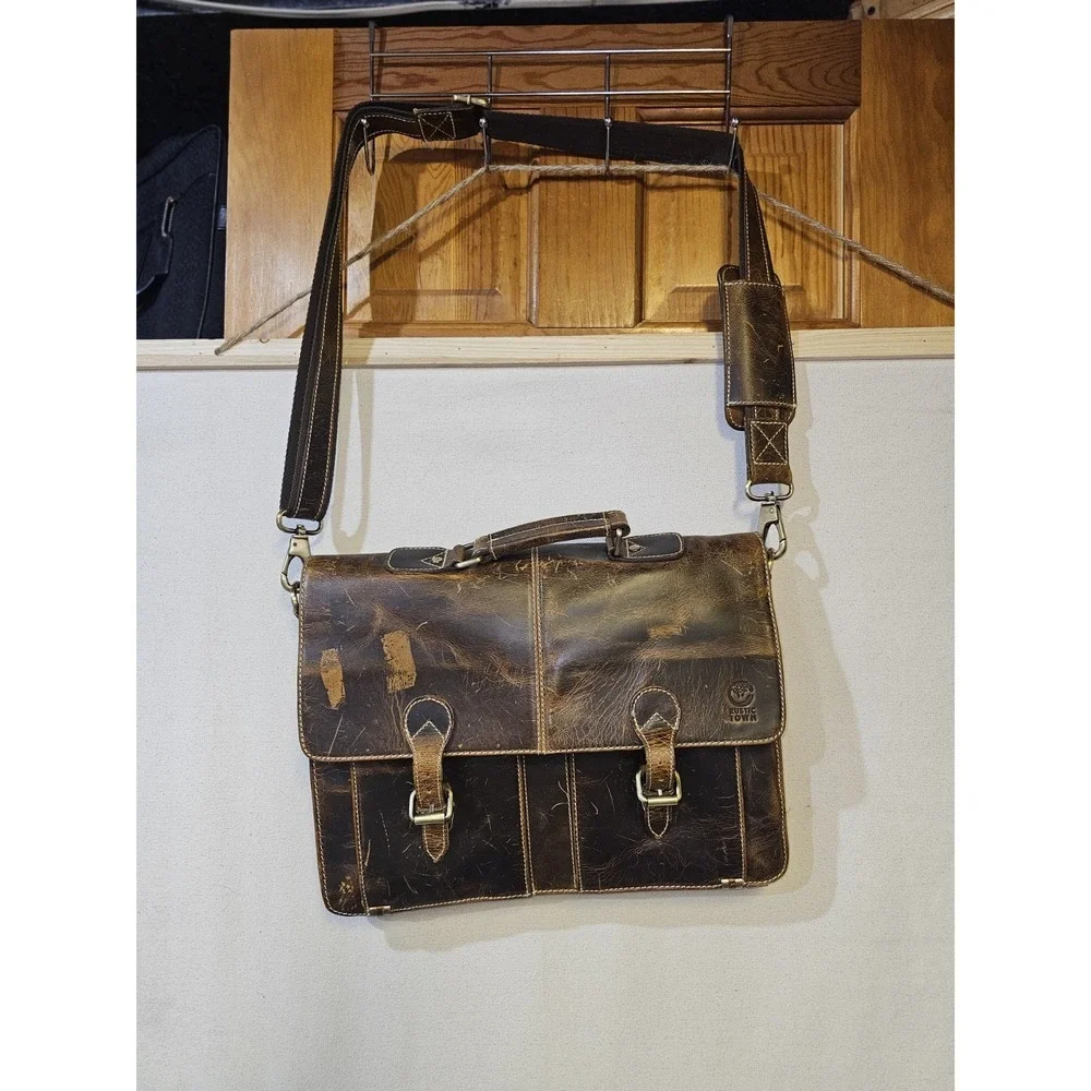 Rustic Town Leather Mens Computer/ Work Bag 15x 10